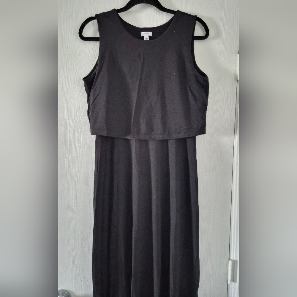 Cuyana Black Asymmetrical Overlay Tie Back Dress Size Medium - Picture 5 of 10